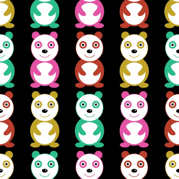 Patrón sin costuras con divertidos pandas coloridos — Vector de stock