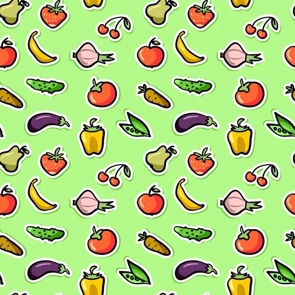 Seamless pattern with fruit and vegetables — Stock Vector