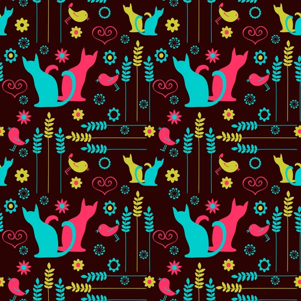 Cute seamless pattern with colorful silhouettes — Stock Vector