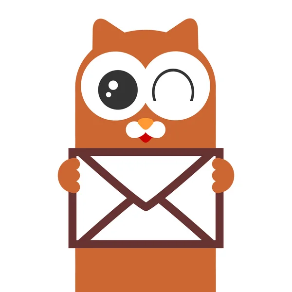 可爱的卡通猫咪拿着封信 — 图库矢量图片