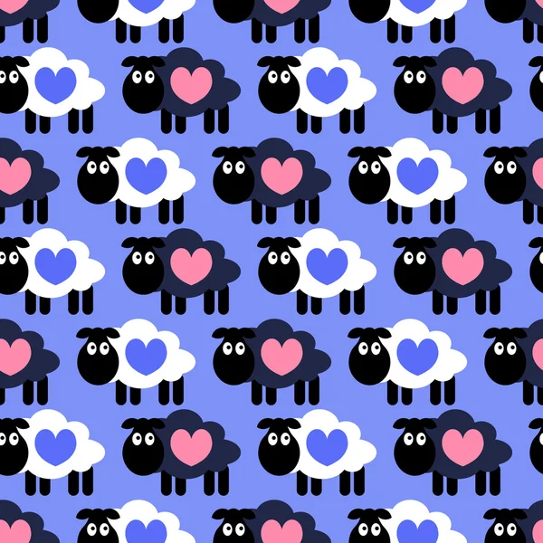 Seamless pattern with cute sheep — Stock Vector