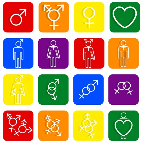 Conjunto de iconos LGBT varias identidades sexuales — Vector de stock