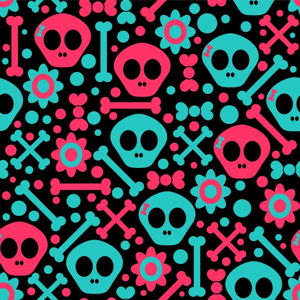 Naadloze patroon met grappige schedels — Stockvector