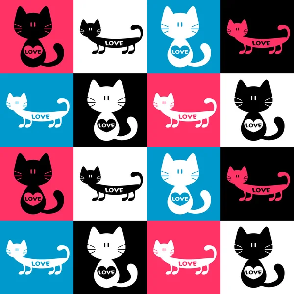 Seamless pattern with cute cats — Stock Vector