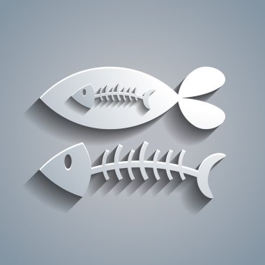 basit beyaz balık ve balık iskeleti