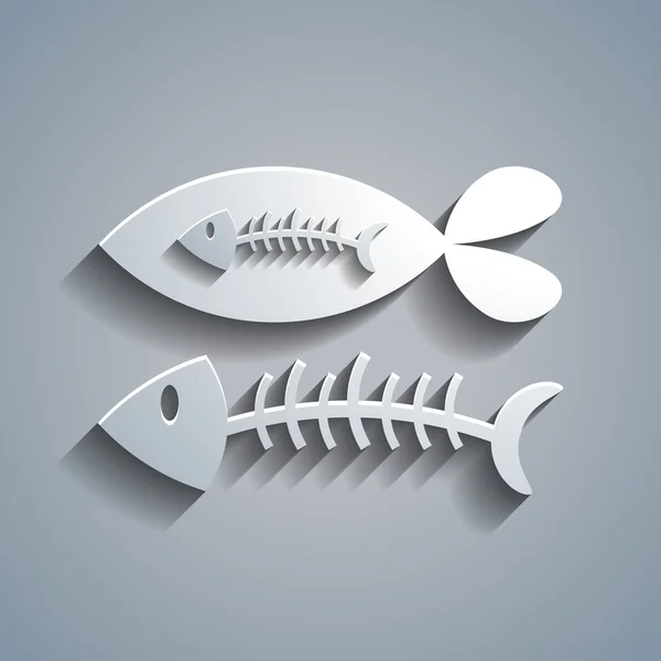 Ikan putih sederhana dan kerangka ikan - Stok Vektor