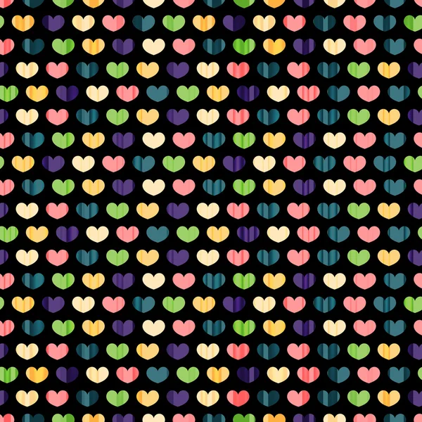 Sömlöst mönster med färgglada hjärtan — Stock vektor
