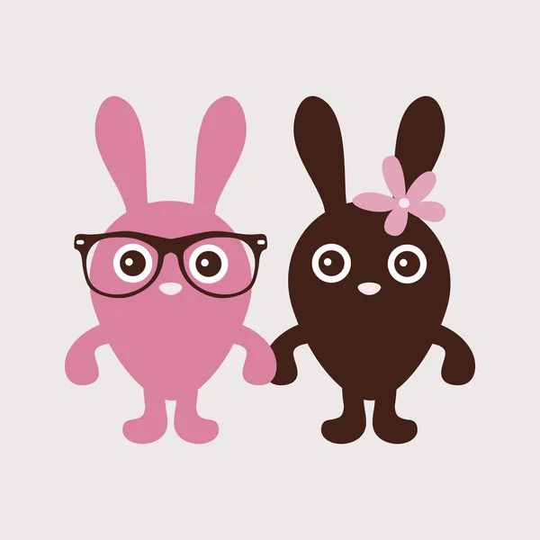 Cute couple of bunnies — Stock Vector