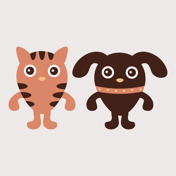 Illustration von Kitty und Welpenfreunden — Stockvektor