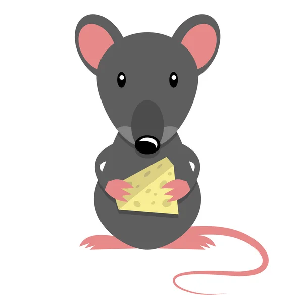 Mouse holding cheese — Stock Vector