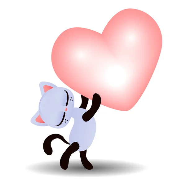 Kitty innehar ett hjärta — Stock vektor