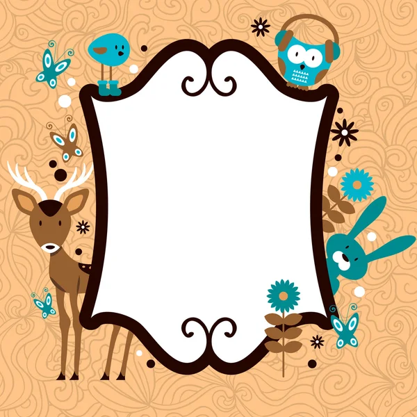 Card frame with wild animals — Stock Vector