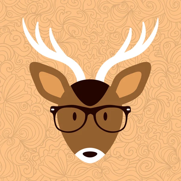 Deer in hipster glasses — Stock Vector