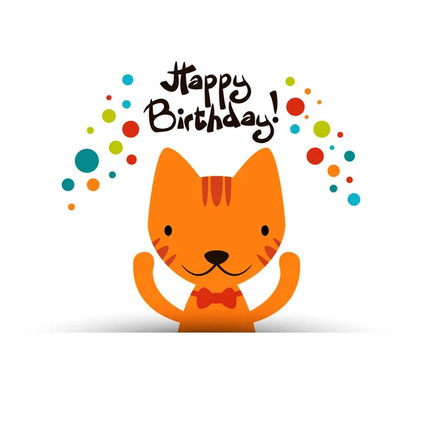 Tarjeta de cumpleaños con gato — Vector de stock