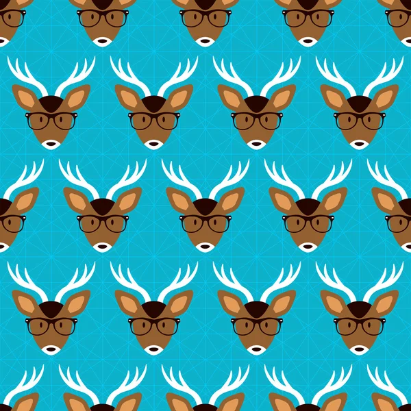 Pattern with  deer in glasses — Stock Vector