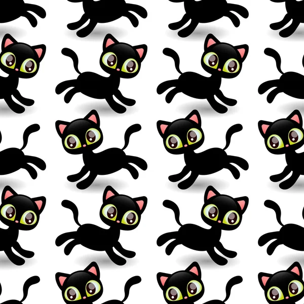 Patrón con lindos gatitos negros — Vector de stock