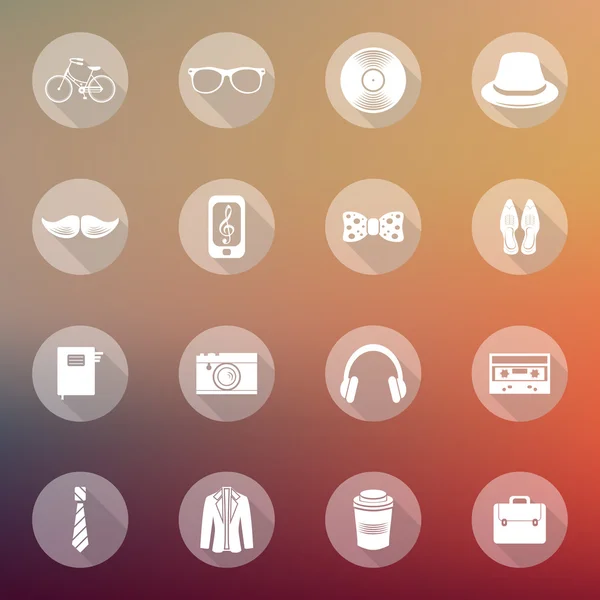 Set of flat hipster icons — Stock Vector