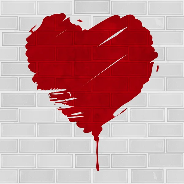 Heart on brick wall — Stock Vector