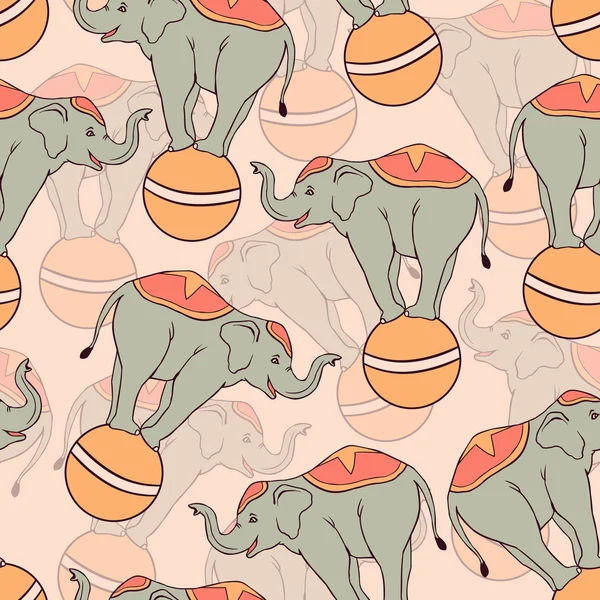 サーカスの象とのシームレスなパターン — ストックベクタ