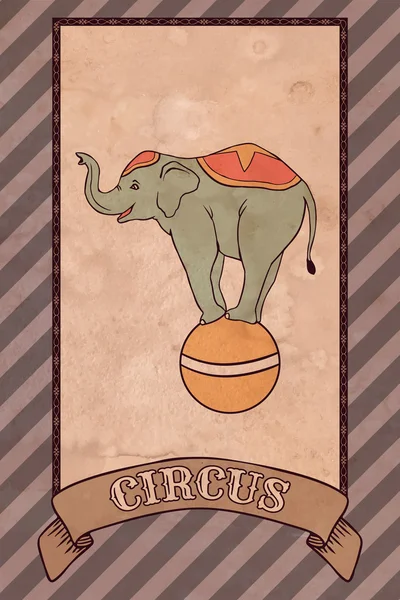 Винтажная цирковая иллюстрация, слон — стоковый вектор