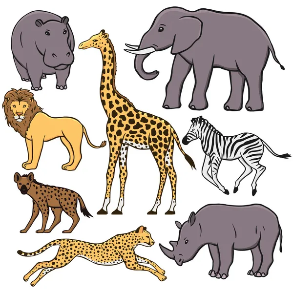 Ensemble d'animaux africains — Image vectorielle