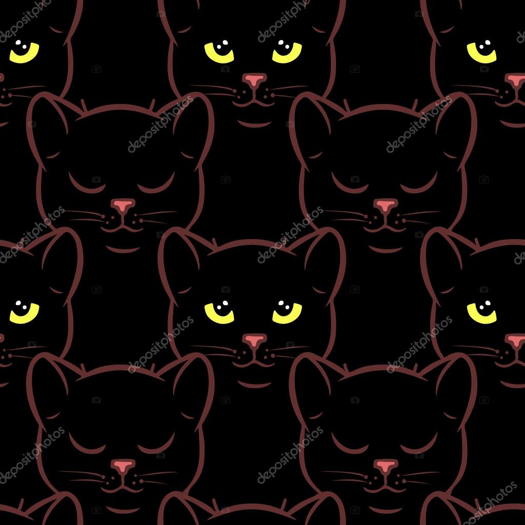 Modèle sans couture avec des mignons chats noirs \u2014 Image vectorielle