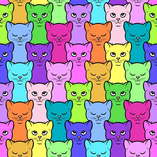 Colorful cartoon kittens pattern — Stock Vector