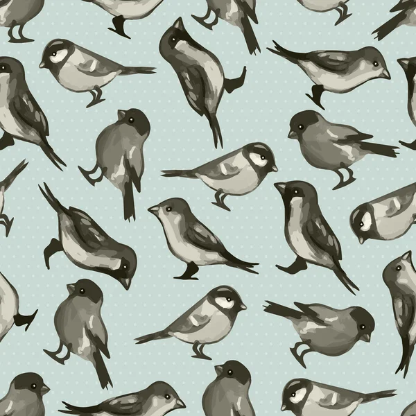 Modèle sans couture avec de petits oiseaux mignons — Image vectorielle