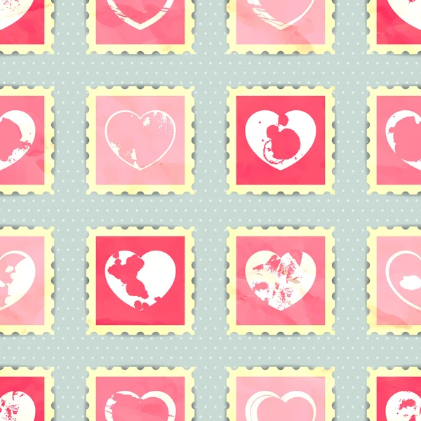 Μοτίβο με την καρδιά γραμματόσημα — Διανυσματικό Αρχείο