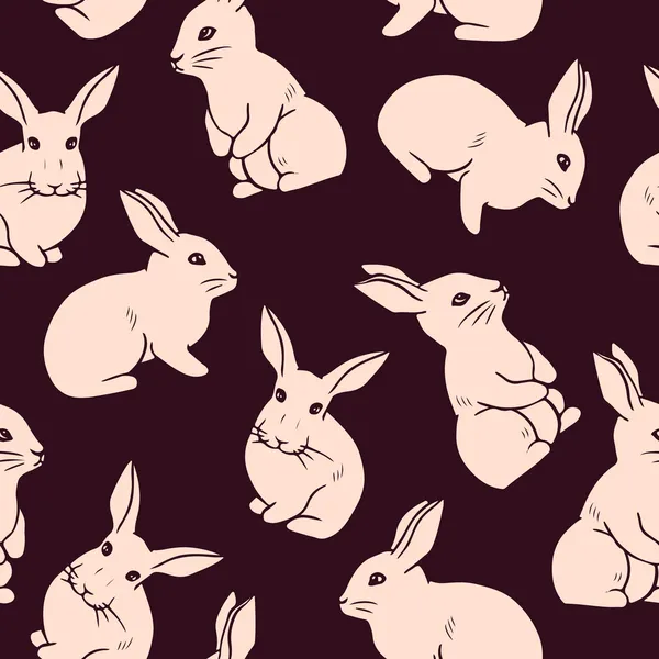 Seamless pattern with rabbits — Stock Vector