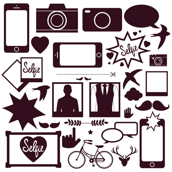 Media communication and hipster elements — Stock Vector