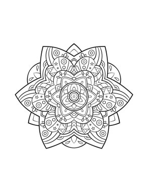Mandala deseni, soyut arkaplan veya yetişkin boyama kitabı sayfası için yuvarlak dekoratif süs, vektör illüstrasyonu