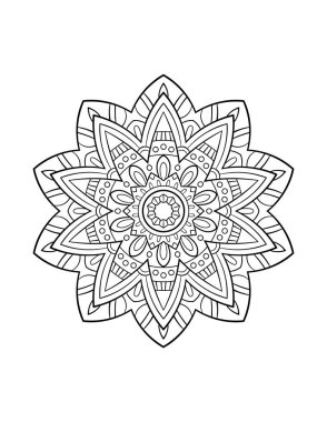 Mandala deseni, soyut arkaplan veya yetişkin boyama kitabı sayfası için yuvarlak dekoratif süs, vektör illüstrasyonu