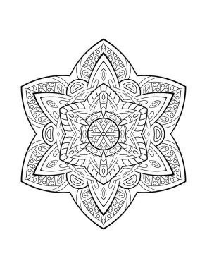 Mandala deseni, soyut arkaplan veya yetişkin boyama kitabı sayfası için yuvarlak dekoratif süs, vektör illüstrasyonu