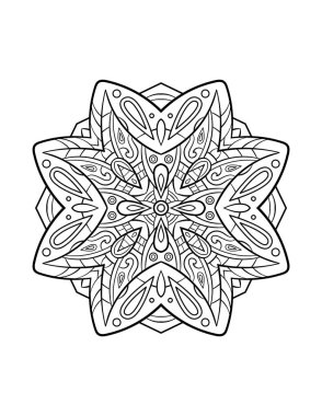 Mandala deseni, soyut arkaplan veya yetişkin boyama kitabı sayfası için yuvarlak dekoratif süs, vektör illüstrasyonu