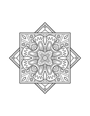 Mandala deseni, soyut arkaplan veya yetişkin boyama kitabı sayfası için yuvarlak dekoratif süs, vektör illüstrasyonu