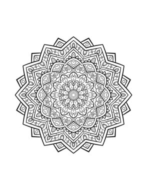 Mandala deseni, soyut arkaplan veya yetişkin boyama kitabı sayfası için yuvarlak dekoratif süs, vektör illüstrasyonu