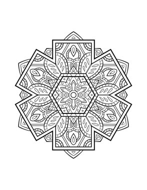 Mandala deseni, soyut arkaplan veya yetişkin boyama kitabı sayfası için yuvarlak dekoratif süs, vektör illüstrasyonu