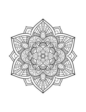 Mandala deseni, soyut arkaplan veya yetişkin boyama kitabı sayfası için yuvarlak dekoratif süs, vektör illüstrasyonu