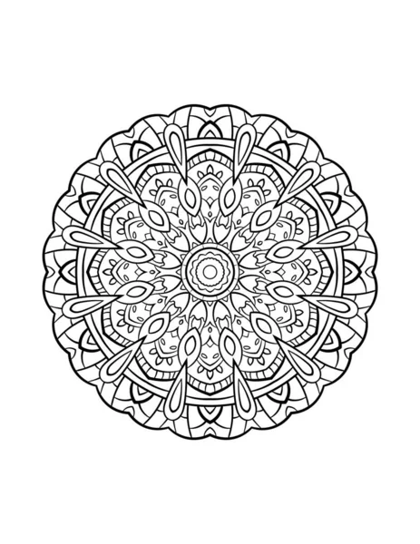 Mandala Pattern Decorative Ornament Abstract Background Adult Coloring Book Page — Stock Vector