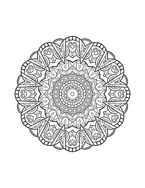 Mandala Pattern Decorative Ornament Abstract Background Adult Coloring Book Page — Stock Vector