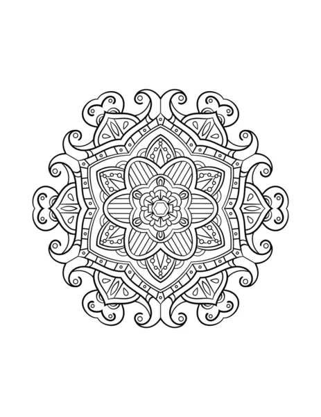 Modello Mandala Ornamento Decorativo Rotondo Sfondo Astratto Adulto Pagina Libro — Vettoriale Stock