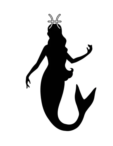Рыбы Рисунок Знак Зодиака Взрослая Книга Раскраски Красивая Девушка Символ — стоковый вектор