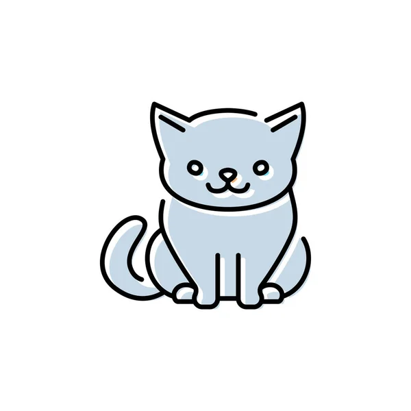 かわいい猫座っラインアイコン ペットの避難所 ペットショップ ベクトルイラスト — ストックベクタ