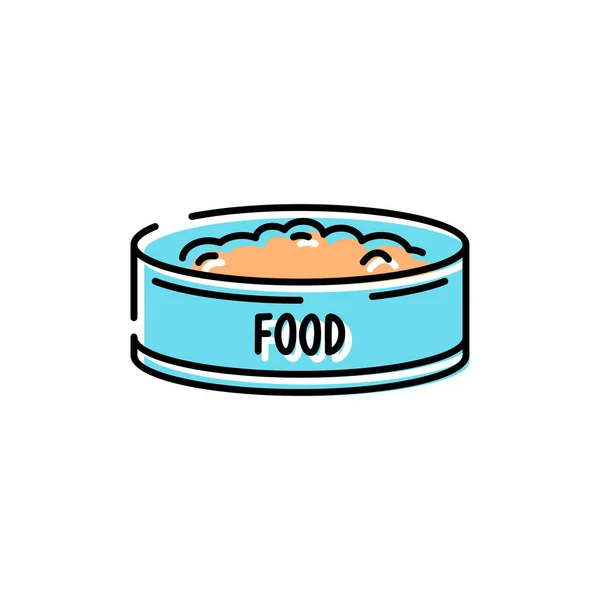 Animal Food Plate Line Icon Minimalistic Design Vector Illustration — Stock Vector