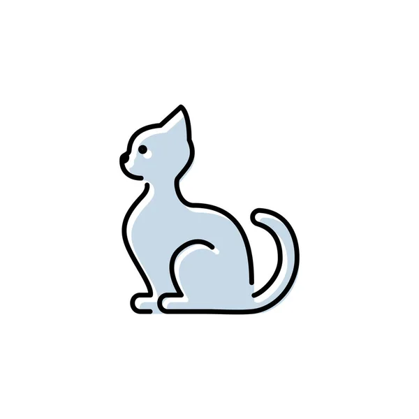Pet Shelter Pet Shop Veterinary Line Icon Cat Sitting Profile — Stock Vector
