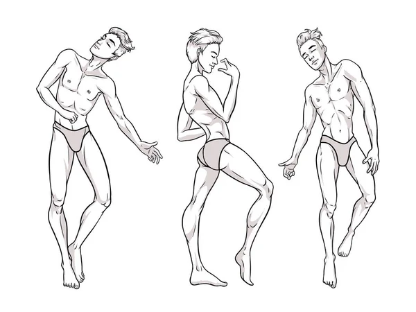 Сексуальные Красивые Мужчины Танцующие Нижнем Белье Стриптизерша Парень Гоу Гей — стоковый вектор