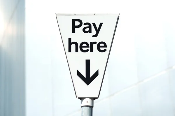 Pay and display, "Pay Here" carpark sign — Stock Photo, Image