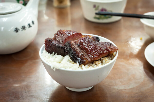 Hong Kong-style barbecued pork served at a local dim sum restaurant