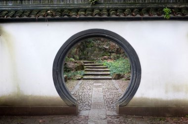 Geleneksel Çince yuvarlak kapı beishan hill, hangzhou, Çin